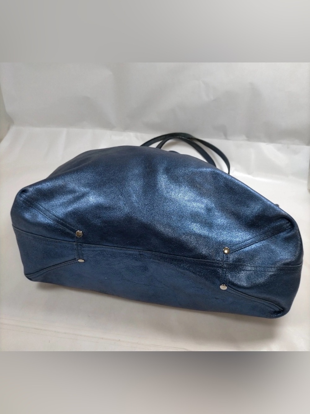 Tiffany&Co Blue Leather Tote Bag Shoulder Bag Handbag with pouch - Picture 7 of 11